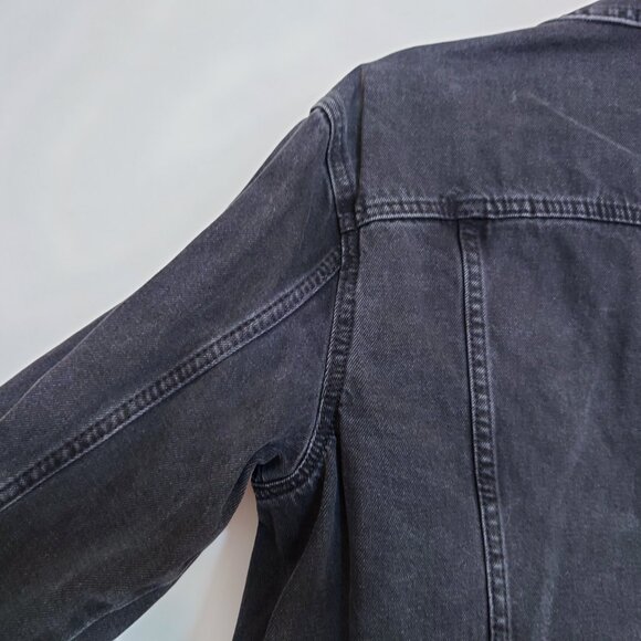 H&M Black Denim Jean Jacket Button Front in XS - Picture 8 of 11